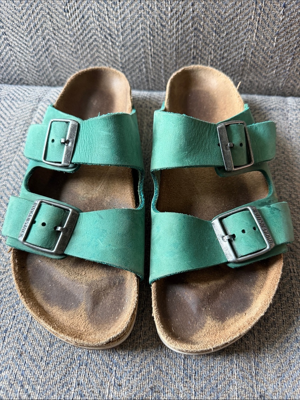 Birkenstocks Arizona Green Leather Slide Sandals Size: 39 L8/M6